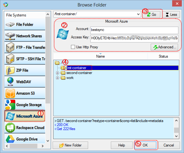 Browse a folder in Windows Azure