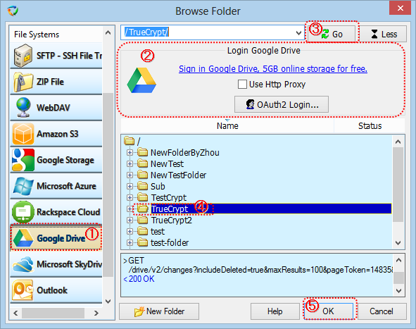 Browse a folder in Google Drive