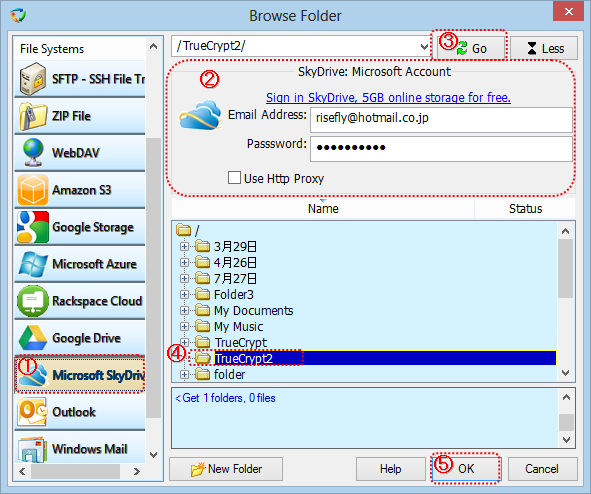 Browse a folder in OneDrive