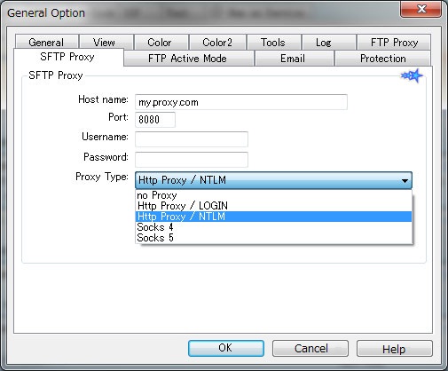 SFTP proxy setting